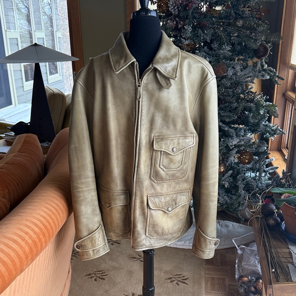 Ralph Lauren Tan Vintage Leather Military Jacket